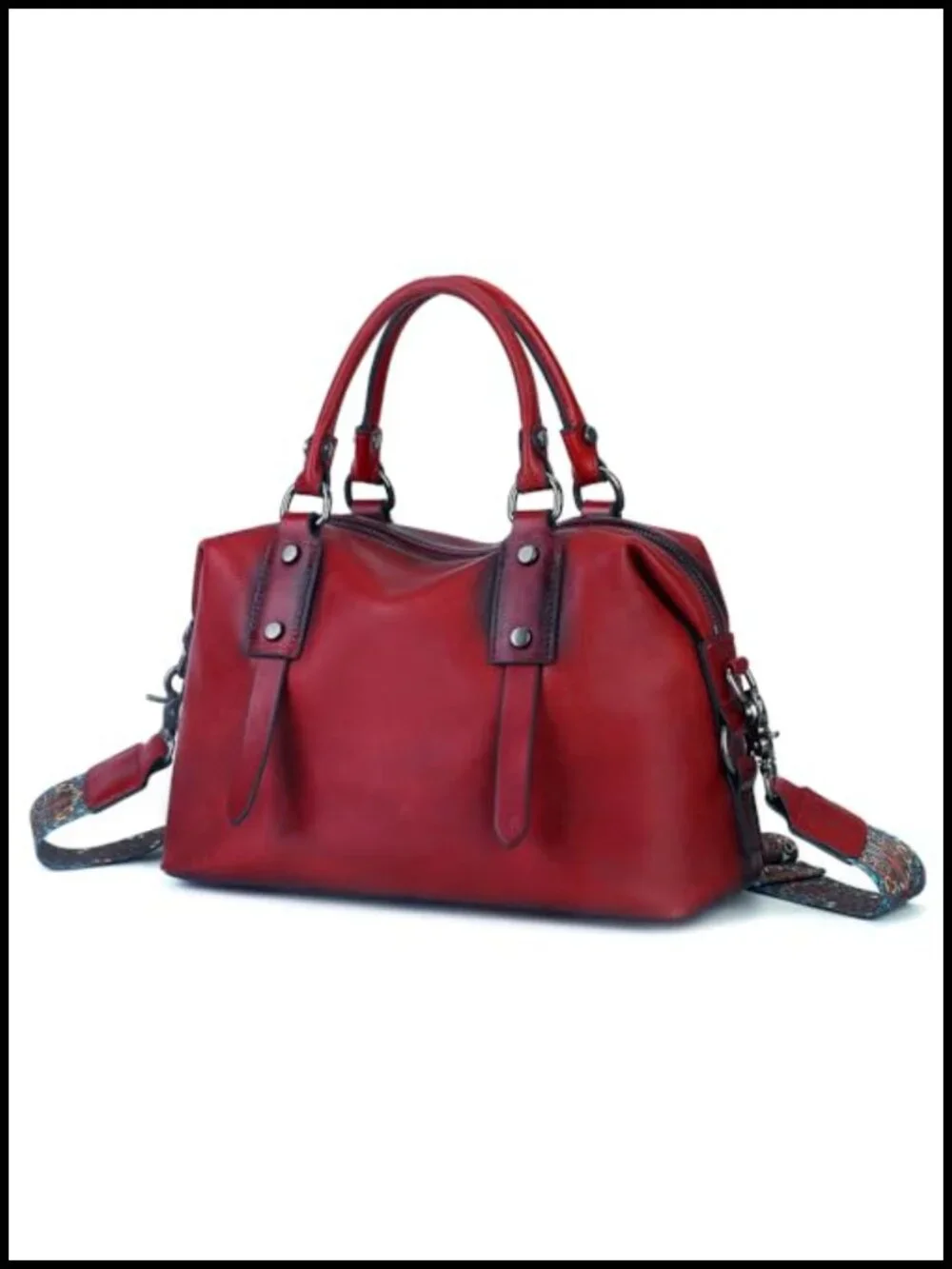 Genuine Leather Handbag Women Retro Crossbody Tote Purse